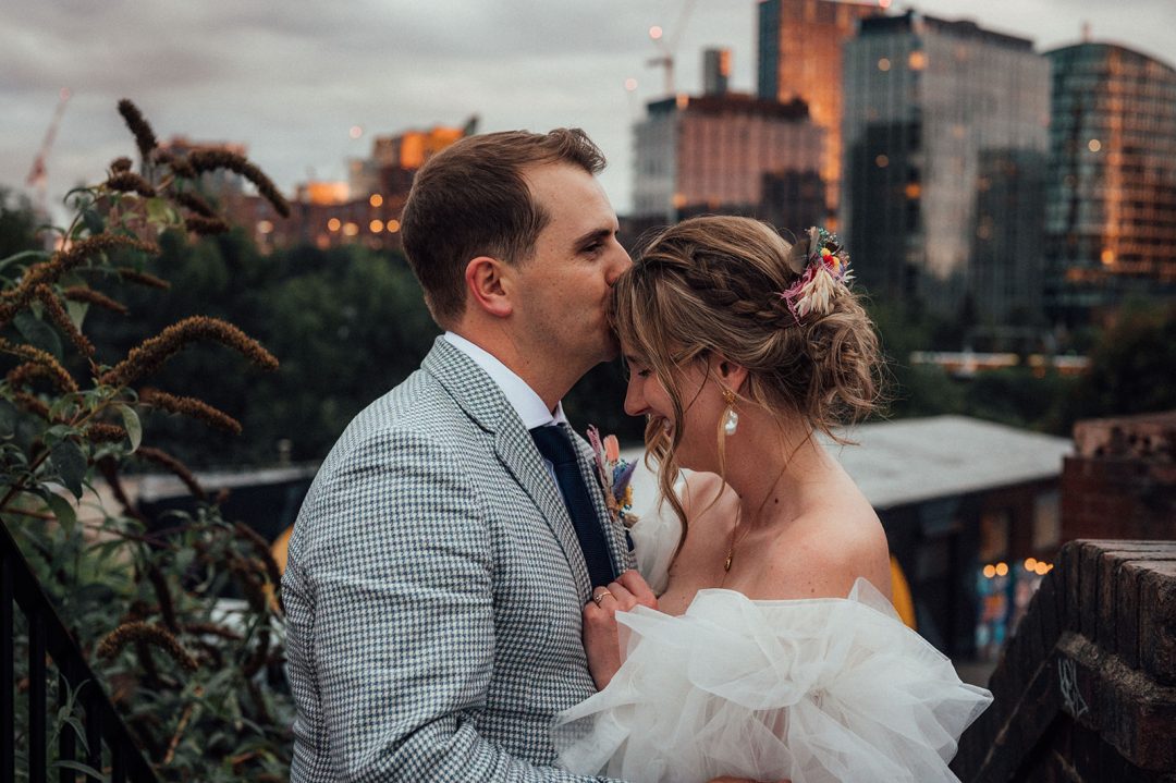 Seraphina and Simon’s Grub wedding: an epic alternative Manchester wedding venue, huge sleeves, and a surprise brass band